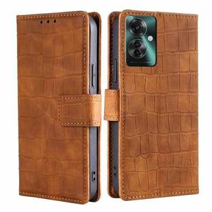 For OPPO Reno11 F 5G Skin Feel Crocodile Magnetic Clasp Leather Phone Case(Brown)