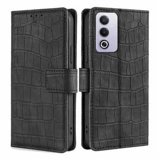 For OPPO A3 Pro 5G India Skin Feel Crocodile Magnetic Clasp Leather Phone Case(Black)