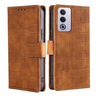 For OPPO A3 Pro 5G India Skin Feel Crocodile Magnetic Clasp Leather Phone Case(Brown)