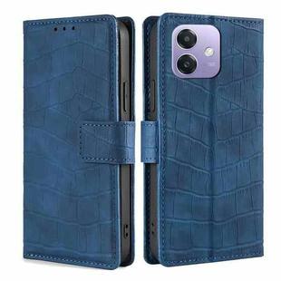 For OPPO A3 5G India Skin Feel Crocodile Magnetic Clasp Leather Phone Case(Blue)