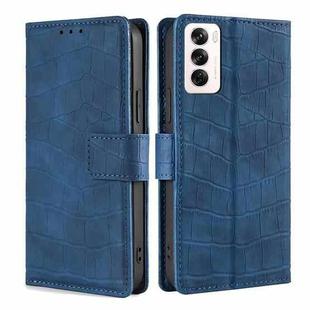 For OPPO Reno12 5G Global Skin Feel Crocodile Magnetic Clasp Leather Phone Case(Blue)