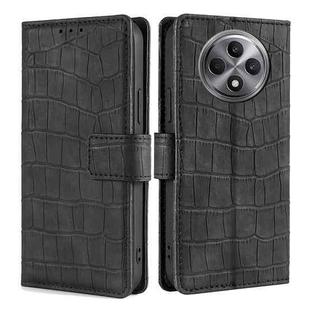 For OPPO Reno12 F 5G Skin Feel Crocodile Magnetic Clasp Leather Phone Case(Black)