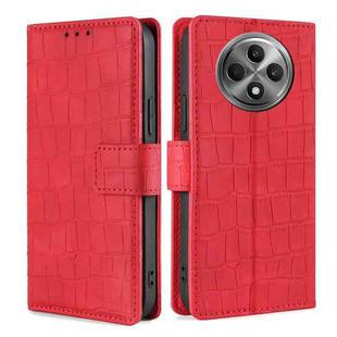 For OPPO Reno12 F 5G Skin Feel Crocodile Magnetic Clasp Leather Phone Case(Red)