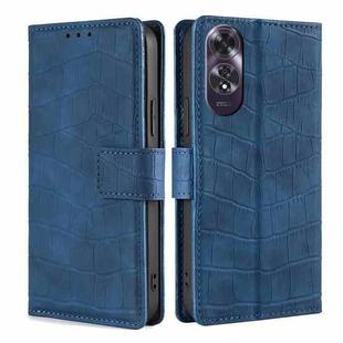 For OPPO A60 4G Global Skin Feel Crocodile Magnetic Clasp Leather Phone Case(Blue)