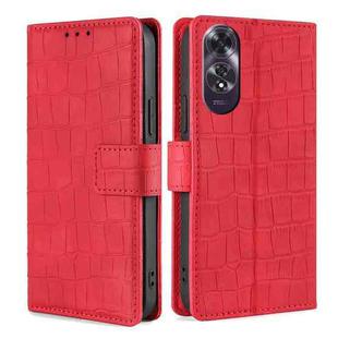 For OPPO A60 4G Global Skin Feel Crocodile Magnetic Clasp Leather Phone Case(Red)