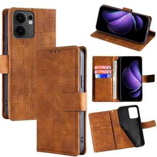For OPPO Reno13 F 5G / 4G Skin Feel Crocodile Magnetic Clasp Leather Phone Case(Brown)