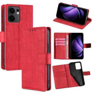 For OPPO Reno13 F 5G / 4G Skin Feel Crocodile Magnetic Clasp Leather Phone Case(Red)