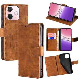 For OPPO A5 Pro 5G Global Skin Feel Crocodile Magnetic Clasp Leather Phone Case(Brown)