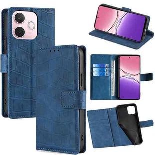 For OPPO A5 Pro 5G Global Skin Feel Crocodile Magnetic Clasp Leather Phone Case(Blue)