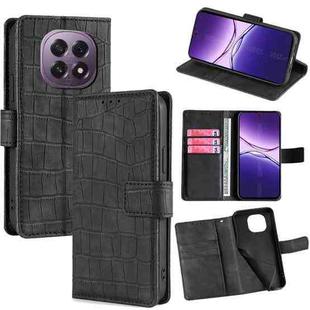 For OPPO A5 5G 2025 Global Skin Feel Crocodile Magnetic Clasp Leather Phone Case(Black)