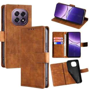 For OPPO A5 5G 2025 Global Skin Feel Crocodile Magnetic Clasp Leather Phone Case(Brown)