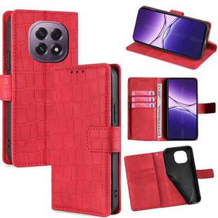 For OPPO A5 5G 2025 Global Skin Feel Crocodile Magnetic Clasp Leather Phone Case(Red)