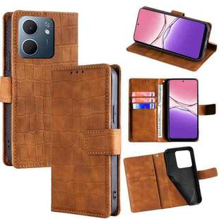 For OPPO A5x 5G Global Skin Feel Crocodile Magnetic Clasp Leather Phone Case(Brown)