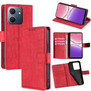 For OPPO A5x 5G Global Skin Feel Crocodile Magnetic Clasp Leather Phone Case(Red)