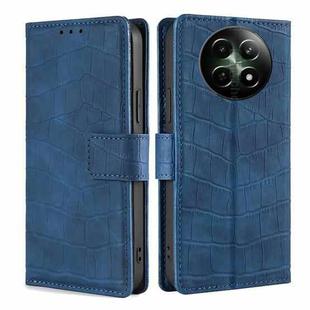 For Realme 12 5G Skin Feel Crocodile Magnetic Clasp Leather Phone Case(Blue)
