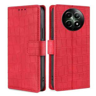 For Realme 12 5G Skin Feel Crocodile Magnetic Clasp Leather Phone Case(Red)