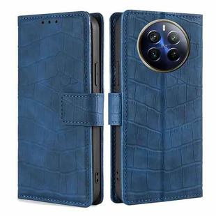 For Realme 12 Pro 5G Skin Feel Crocodile Magnetic Clasp Leather Phone Case(Blue)