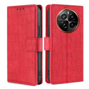 For Realme GT5 Pro 5G Skin Feel Crocodile Magnetic Clasp Leather Phone Case(Red)