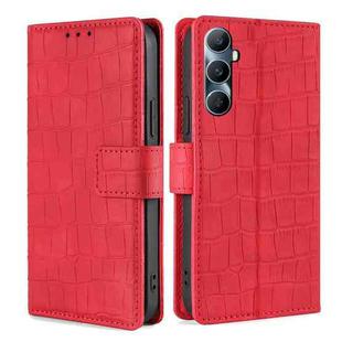 For Realme C65 4G Skin Feel Crocodile Magnetic Clasp Leather Phone Case(Red)