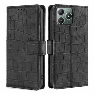 For Realme C61 4G Skin Feel Crocodile Magnetic Clasp Leather Phone Case(Black)