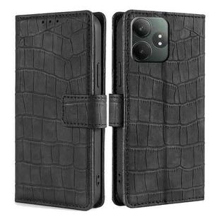 For Realme GT Neo6 SE Skin Feel Crocodile Magnetic Clasp Leather Phone Case(Black)