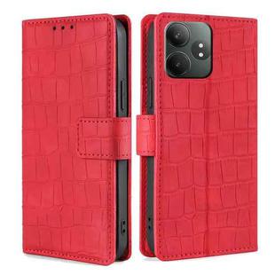 For Realme GT Neo6 SE Skin Feel Crocodile Magnetic Clasp Leather Phone Case(Red)