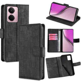 For Realme P3 Pro 5G Global Skin Feel Crocodile Magnetic Clasp Leather Phone Case(Black)