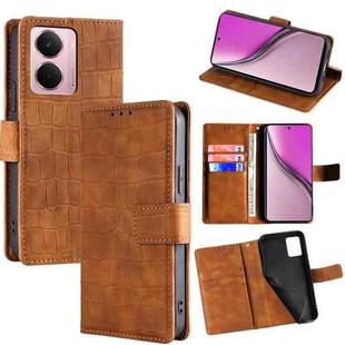 For Realme P3 Pro 5G Global Skin Feel Crocodile Magnetic Clasp Leather Phone Case(Brown)