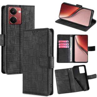 For Realme P3 Ultra 5G Skin Feel Crocodile Magnetic Clasp Leather Phone Case(Black)