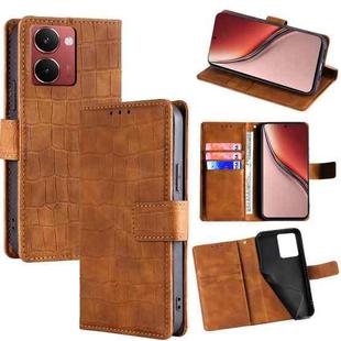 For Realme P3 Ultra 5G Skin Feel Crocodile Magnetic Clasp Leather Phone Case(Brown)