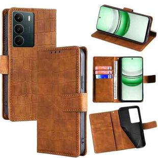 For Realme C71 4G Skin Feel Crocodile Magnetic Clasp Leather Phone Case(Brown)