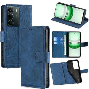 For Realme C71 4G Skin Feel Crocodile Magnetic Clasp Leather Phone Case(Blue)