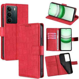 For Realme C71 4G Skin Feel Crocodile Magnetic Clasp Leather Phone Case(Red)