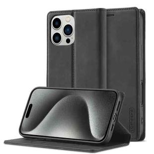 For iPhone 16 Pro LC.IMEEKE Strong Magnetism Microfiber Leather Phone Case(Black)