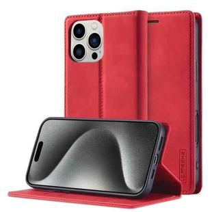 For iPhone 16 Pro LC.IMEEKE Strong Magnetism Microfiber Leather Phone Case(Red)