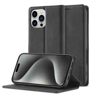 For iPhone 16 Pro Max LC.IMEEKE Strong Magnetism Microfiber Leather Phone Case(Black)