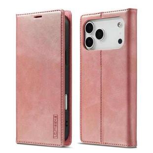 For iPhone 17 Pro Max LC.IMEEKE Strong Magnetism Microfiber Leather Phone Case(Rose Gold)