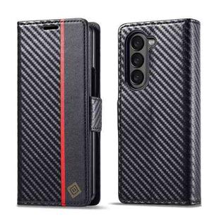 For Samsung Galaxy Z Fold6 5G LC.IMEEKE Carbon Fiber Leather Phone Case(Vertical Black)