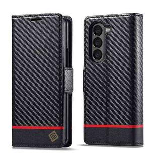 For Samsung Galaxy Z Fold6 5G LC.IMEEKE Carbon Fiber Leather Phone Case(Horizontal Black)