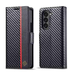 For Samsung Galaxy Z Fold7 5G LC.IMEEKE Carbon Fiber Leather Phone Case(Vertical Black)