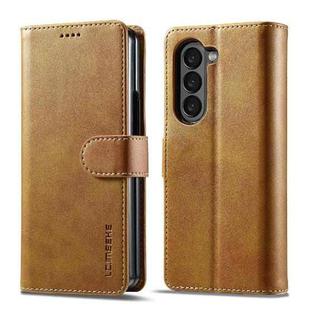 For Samsung Galaxy Z Fold6 5G LC.IMEEKE Calf Texture Leather Phone Case(Brown)