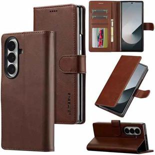 For Samsung Galaxy Z Fold7 5G LC.IMEEKE Calf Texture Leather Phone Case(Coffee)