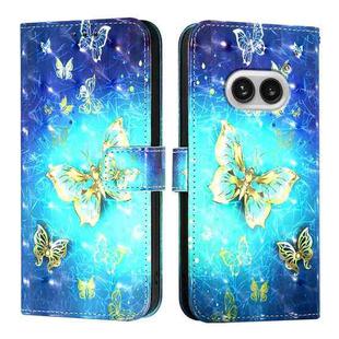 For Nothing Phone 2a 3D Painting Horizontal Flip Leather Phone Case(Golden Butterfly)