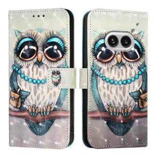 For Nothing Phone 2a 3D Painting Horizontal Flip Leather Phone Case(Grey Owl)