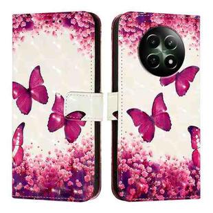 For Realme 12 5G Global 3D Painting Horizontal Flip Leather Phone Case(Rose Butterfly)