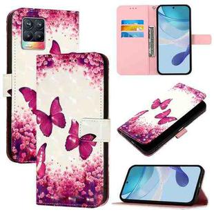For Realme 8 4G / 8 Pro 4G 3D Painting Horizontal Flip Leather Phone Case(Rose Butterfly)