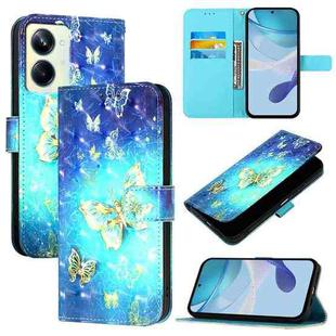 For Realme 10 Pro 5G 3D Painting Horizontal Flip Leather Phone Case(Golden Butterfly)