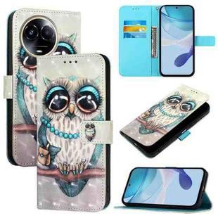 For Realme 11 5G Global / 11x 5G 3D Painting Horizontal Flip Leather Phone Case(Grey Owl)