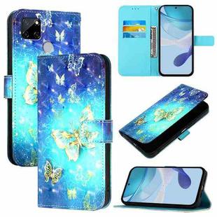 For Realme C25 / C25s / C15 / C12 / 7i Global 3D Painting Horizontal Flip Leather Phone Case(Golden Butterfly)