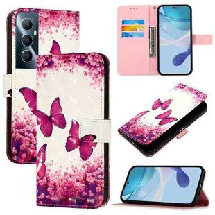 For Realme C65 4G Global 3D Painting Horizontal Flip Leather Phone Case(Rose Butterfly)